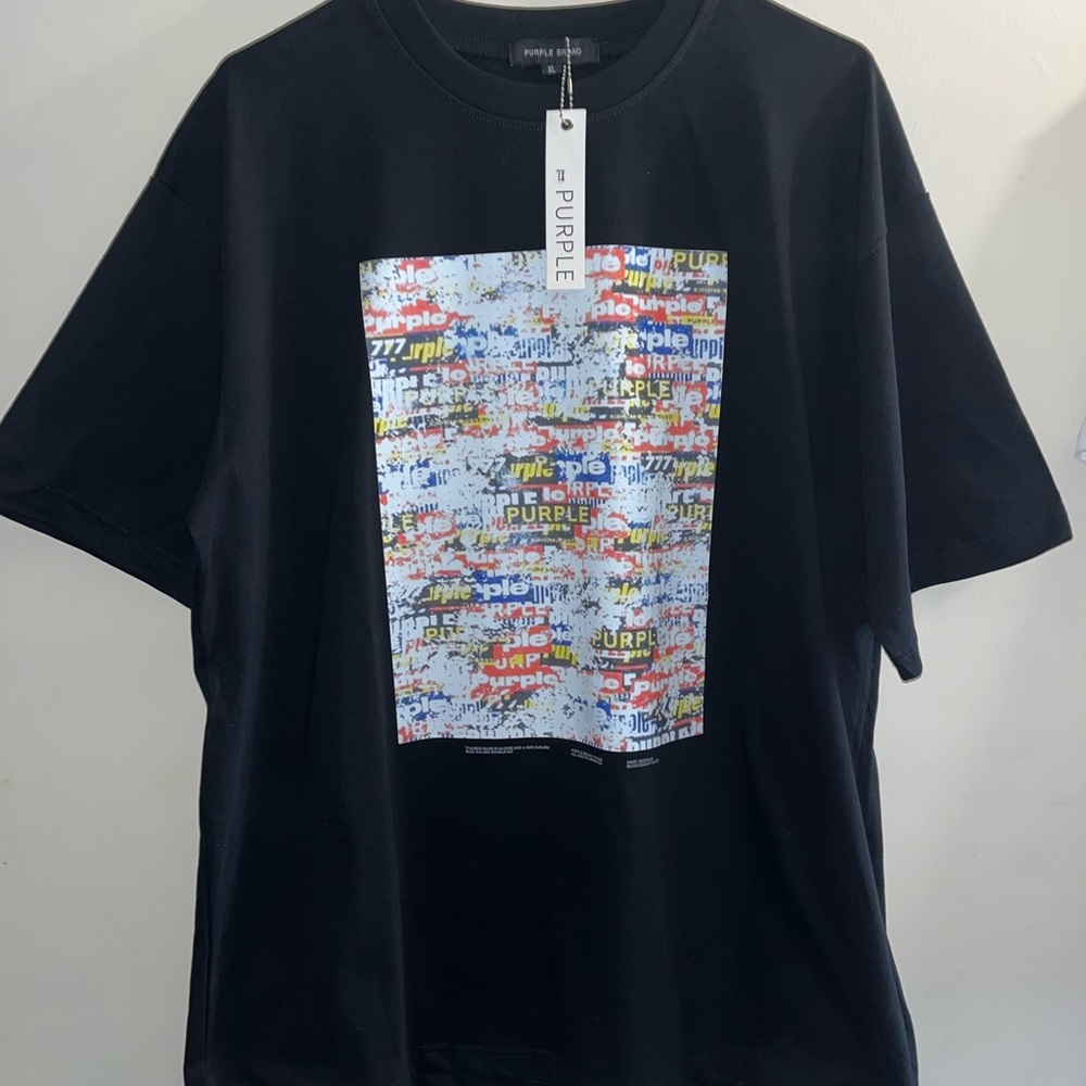 Purple Black Graphic Short-Sleeve Tee - Men's Casual Shirt